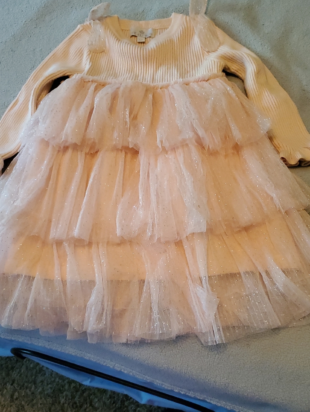 Girls Sparkle Tiered Tulle Dress in Light Pink